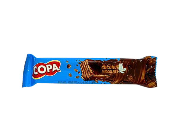 ویفر با کرم نارگیل و روکش کاکائویی "copa" وزن 40 گرم